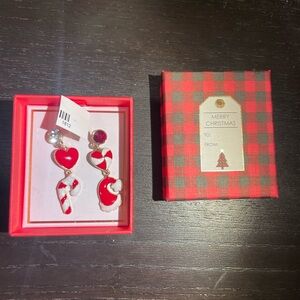 Festive Red and White Christmas Earrings